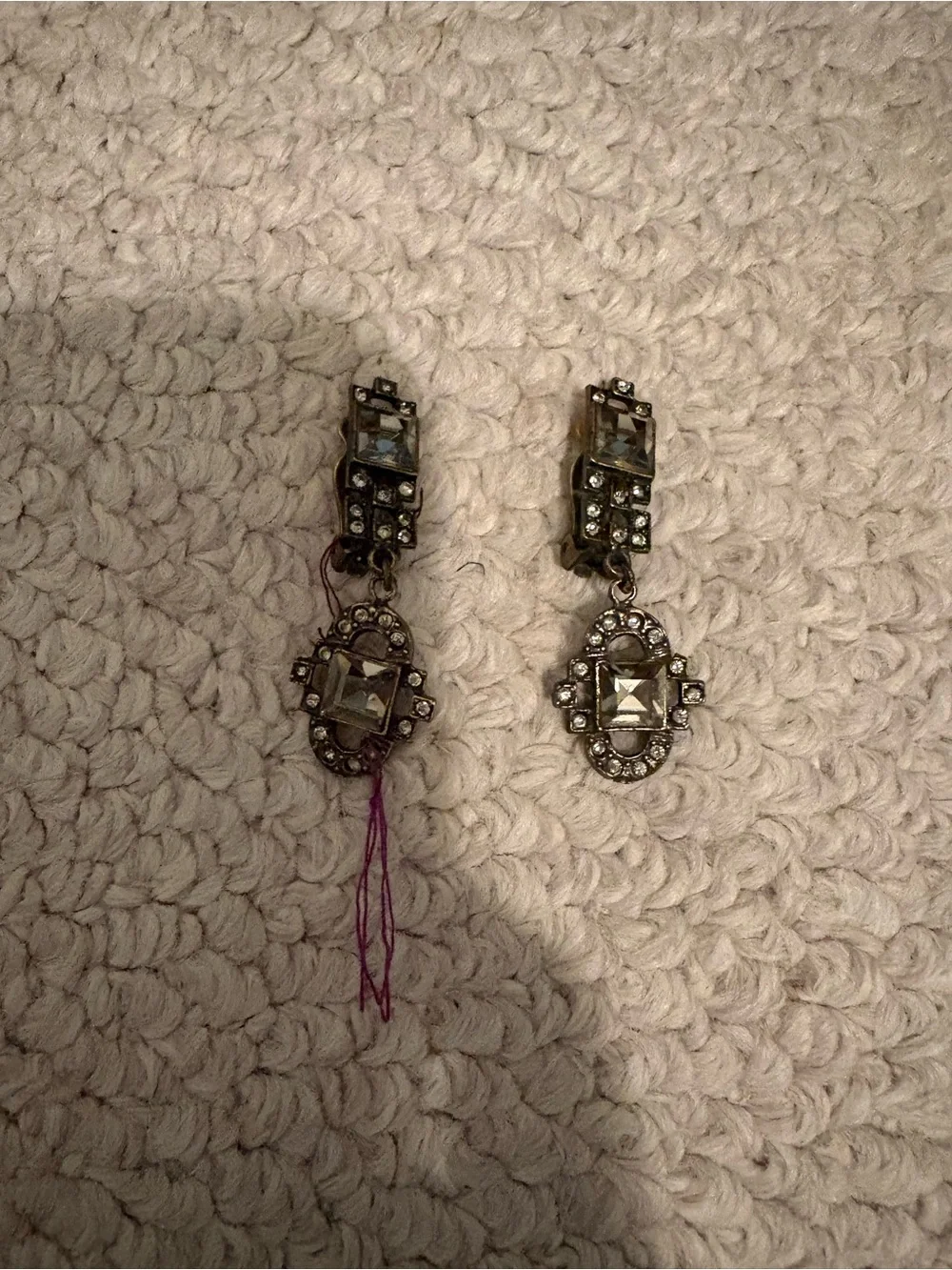 Vintage-Inspired Crystal Drop Dangle Earrings - Silver/pewter color and Clear